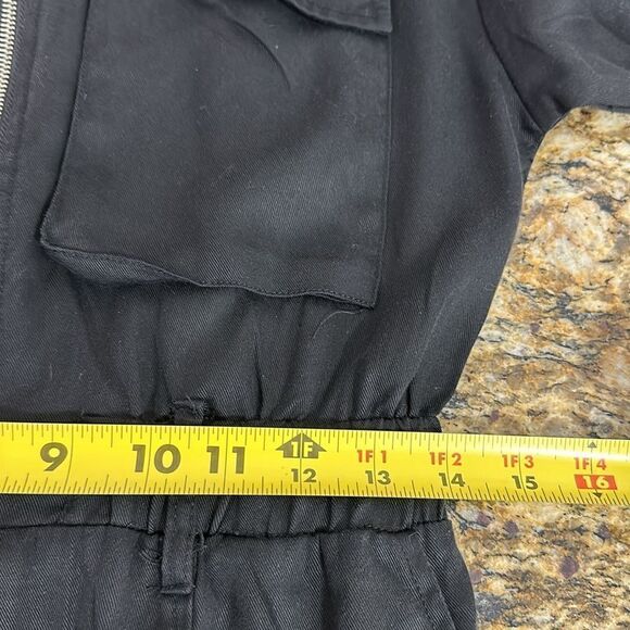 Bohme Black Roll Tab Sleeve Elastic Waist Utility Dress Size S - Picture 8 of 10